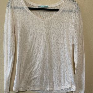 Maurices Sheer White Long Sleeve Blouse Medium ECU